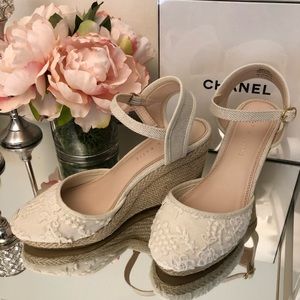 Kelly & Katie Ankle Strap Lace Wedge Sandals
